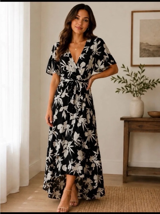 Show Me Your MuMu Dresses & Skirts - Show Me Your Mumu Sophia Black and White Floral Wrap Maxi Dress size XL